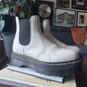 Dr. Martens White Platform Chelsea Boots (2976 Quad)